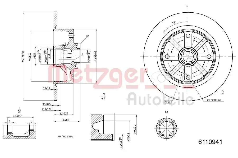 Bremsscheibe METZGER 6110941