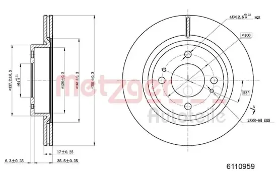 Bremsscheibe Vorderachse links Vorderachse rechts METZGER AUTOTEILE 6110959 Bild Bremsscheibe Vorderachse links Vorderachse rechts METZGER AUTOTEILE 6110959