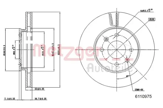 Bremsscheibe METZGER 6110975 Bild Bremsscheibe METZGER 6110975