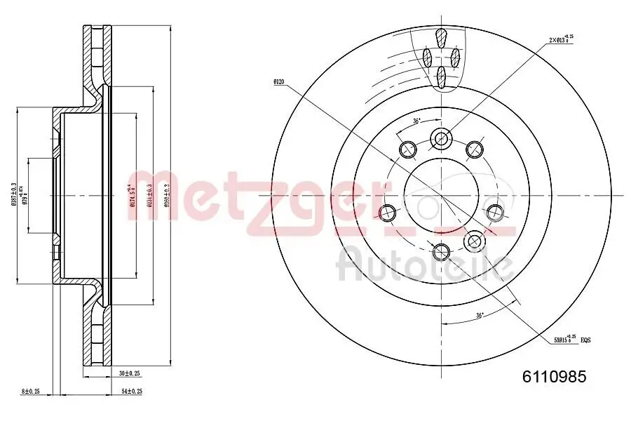 Bremsscheibe METZGER 6110985