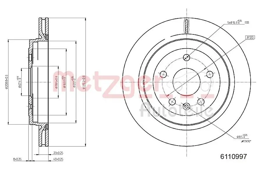 Bremsscheibe Hinterachse METZGER 6110997