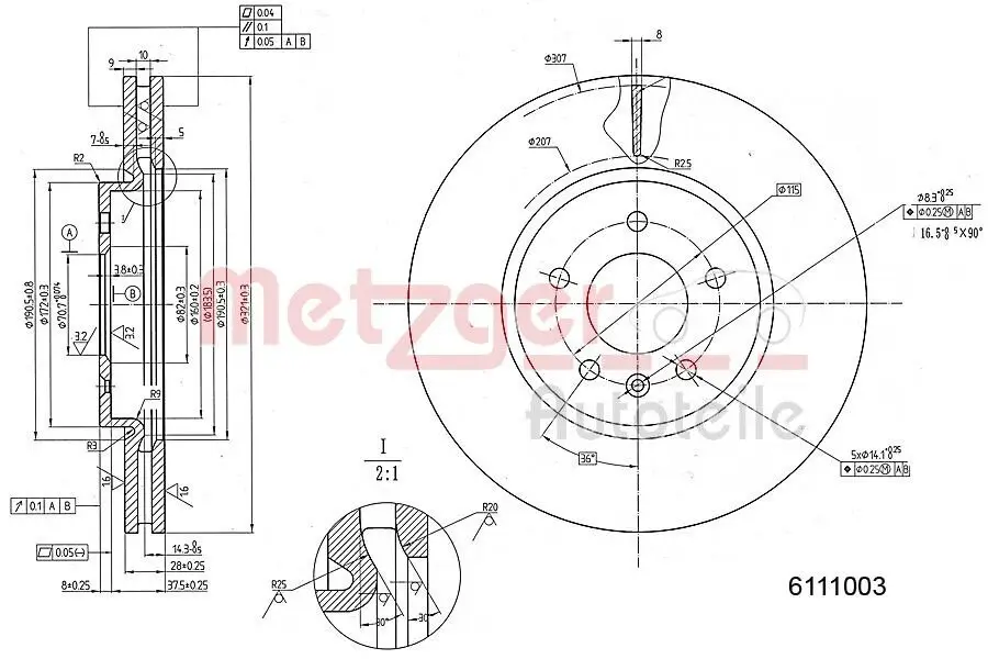 Bremsscheibe METZGER 6111003