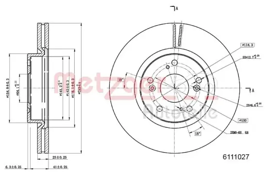 Bremsscheibe Vorderachse links Vorderachse rechts METZGER AUTOTEILE 6111027 Bild Bremsscheibe Vorderachse links Vorderachse rechts METZGER AUTOTEILE 6111027