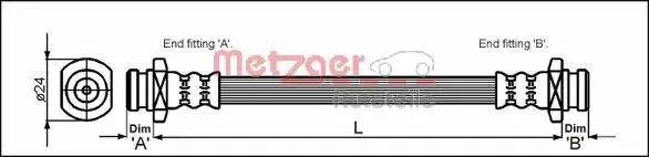 Bremsschlauch Hinterachse links Hinterachse rechts METZGER 4114732