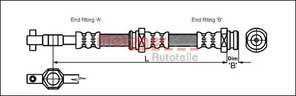 Bremsschlauch Vorderachse links Vorderachse rechts METZGER 4113304