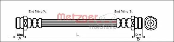 Bremsschlauch Hinterachse links Hinterachse rechts METZGER 4113305
