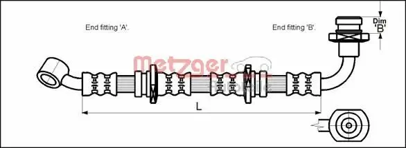 Bremsschlauch Vorderachse links METZGER 4110071