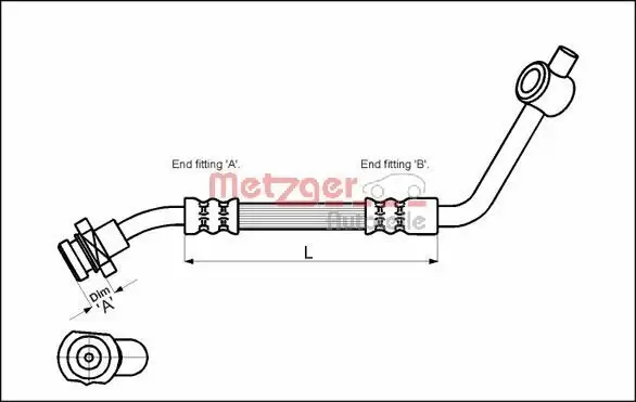 Bremsschlauch Vorderachse links METZGER AUTOTEILE 4112529