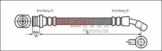 Bremsschlauch Vorderachse links Vorderachse rechts METZGER AUTOTEILE 4110072 Bild Bremsschlauch Vorderachse links Vorderachse rechts METZGER AUTOTEILE 4110072