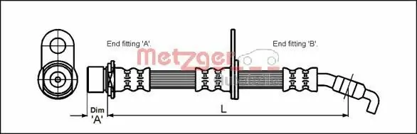 Bremsschlauch Vorderachse rechts METZGER AUTOTEILE 4112200