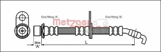 Bremsschlauch Vorderachse rechts METZGER AUTOTEILE 4112200 Bild Bremsschlauch Vorderachse rechts METZGER AUTOTEILE 4112200
