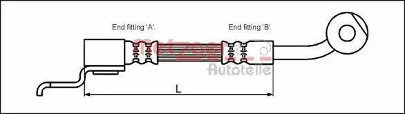 Bremsschlauch Vorderachse links METZGER 4113522