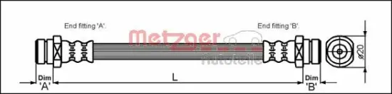 Bremsschlauch Vorderachse links Vorderachse rechts METZGER 4113312 Bild Bremsschlauch Vorderachse links Vorderachse rechts METZGER 4113312