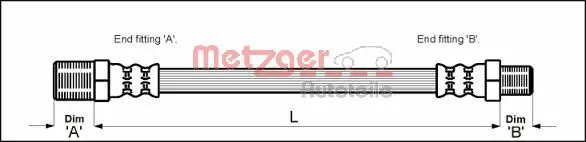 Bremsschlauch Vorderachse links Vorderachse rechts METZGER 4115148