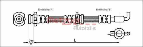 Bremsschlauch Vorderachse links Vorderachse rechts METZGER 4114757 Bild Bremsschlauch Vorderachse links Vorderachse rechts METZGER 4114757