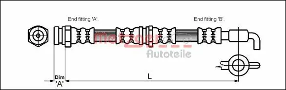 Bremsschlauch Vorderachse links Vorderachse rechts METZGER 4114780