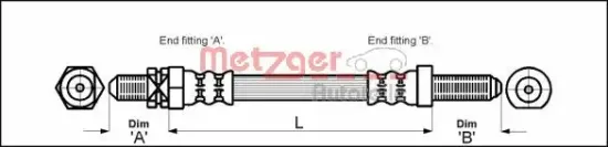 Bremsschlauch Hinterachse links METZGER 4112102 Bild Bremsschlauch Hinterachse links METZGER 4112102