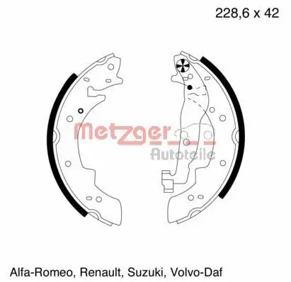 Bremsbackensatz Hinterachse METZGER AUTOTEILE MG 300 Bild Bremsbackensatz Hinterachse METZGER AUTOTEILE MG 300
