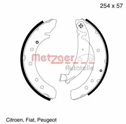 Bremsbackensatz Hinterachse METZGER MG 620 Bild Bremsbackensatz Hinterachse METZGER MG 620