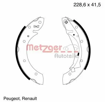 Bremsbackensatz METZGER MG 634 Bild Bremsbackensatz METZGER MG 634