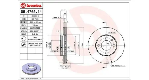 Bremsscheibe Vorderachse MAGNETI MARELLI 360406000900