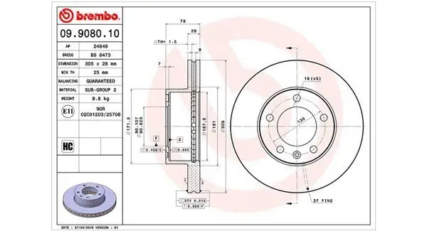 Bremsscheibe MAGNETI MARELLI 360406008900