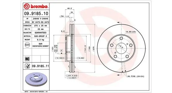 Bremsscheibe Vorderachse MAGNETI MARELLI 360406009100