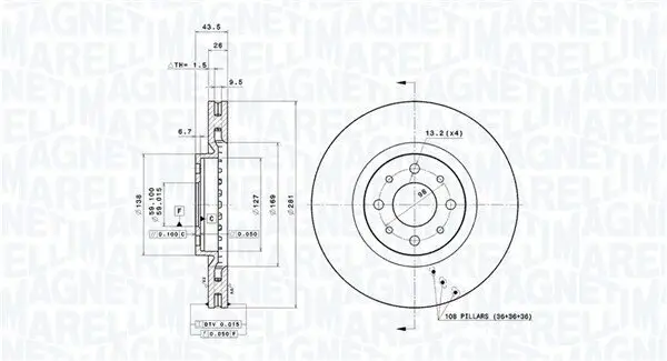 Bremsscheibe Vorderachse MAGNETI MARELLI 360406010400