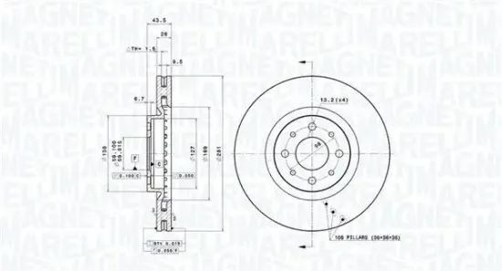 Bremsscheibe Vorderachse MAGNETI MARELLI 360406010400 Bild Bremsscheibe Vorderachse MAGNETI MARELLI 360406010400