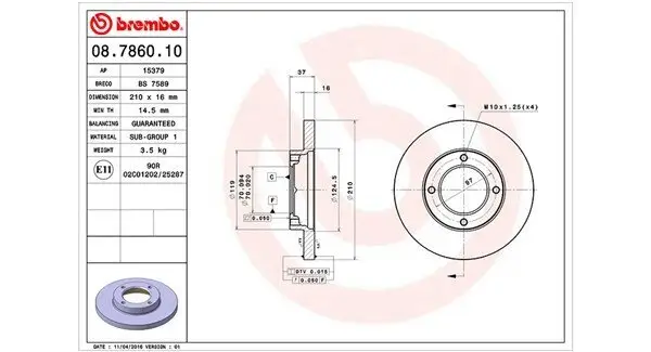 Bremsscheibe Vorderachse MAGNETI MARELLI 360406019500