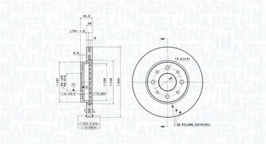 Bremsscheibe Vorderachse MAGNETI MARELLI 360406023700 Bild Bremsscheibe Vorderachse MAGNETI MARELLI 360406023700