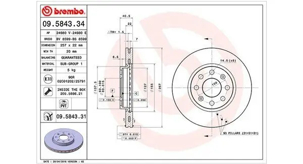 Bremsscheibe Vorderachse MAGNETI MARELLI 360406024300