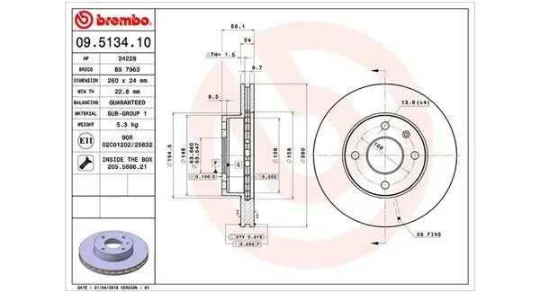 Bremsscheibe Vorderachse MAGNETI MARELLI 360406024900