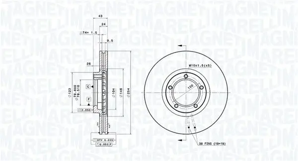 Bremsscheibe Vorderachse MAGNETI MARELLI 360406025800