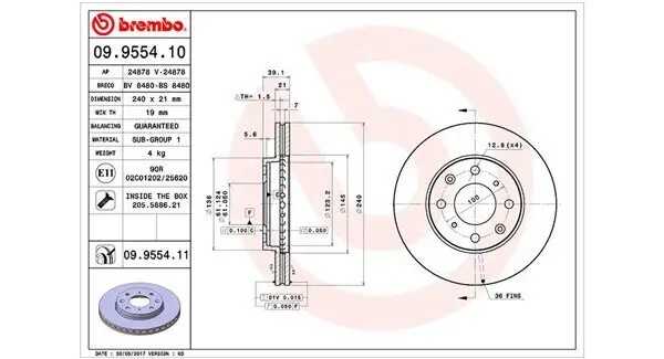 Bremsscheibe Vorderachse MAGNETI MARELLI 360406028200