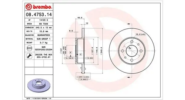 Bremsscheibe MAGNETI MARELLI 360406028600