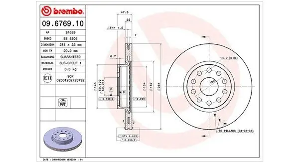 Bremsscheibe MAGNETI MARELLI 360406029000