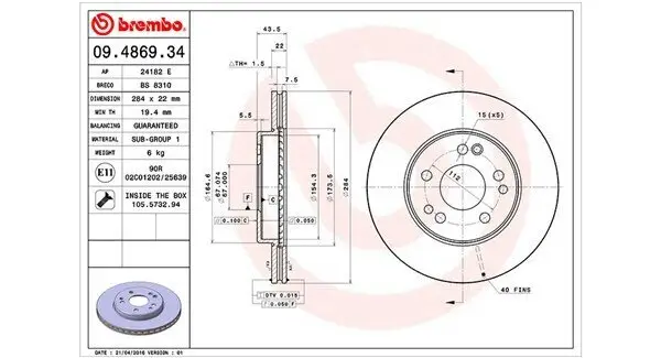 Bremsscheibe Vorderachse MAGNETI MARELLI 360406031200