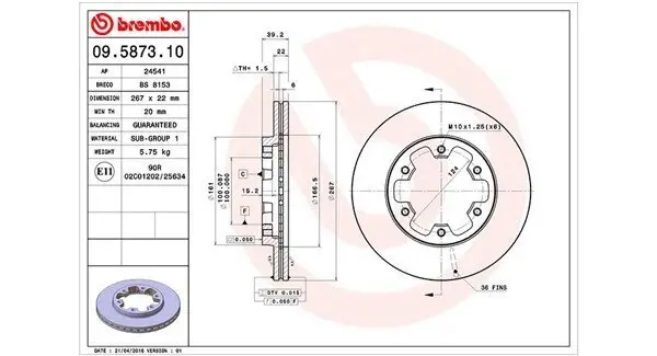 Bremsscheibe Vorderachse MAGNETI MARELLI 360406034800