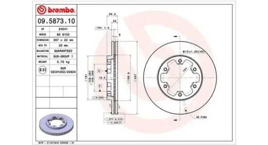 Bremsscheibe Vorderachse MAGNETI MARELLI 360406034800 Bild Bremsscheibe Vorderachse MAGNETI MARELLI 360406034800