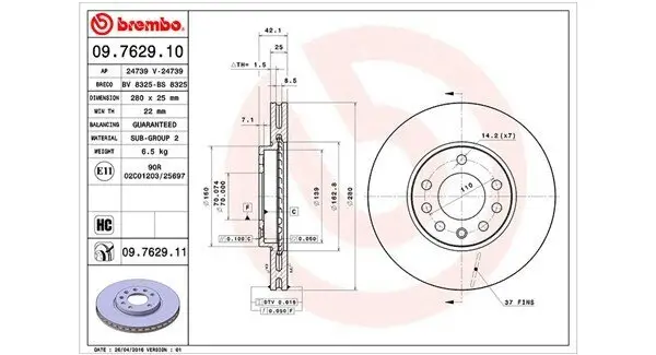 Bremsscheibe Vorderachse MAGNETI MARELLI 360406038800