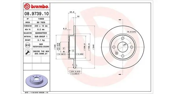 Bremsscheibe Hinterachse MAGNETI MARELLI 360406039800