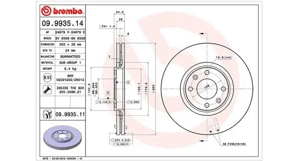 Bremsscheibe MAGNETI MARELLI 360406041700