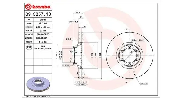 Bremsscheibe Vorderachse MAGNETI MARELLI 360406041900