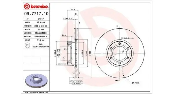 Bremsscheibe MAGNETI MARELLI 360406044200