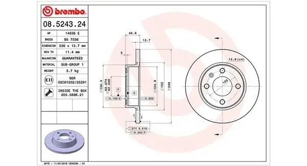 Bremsscheibe MAGNETI MARELLI 360406045200