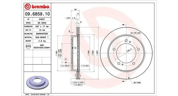 Bremsscheibe Vorderachse MAGNETI MARELLI 360406046100