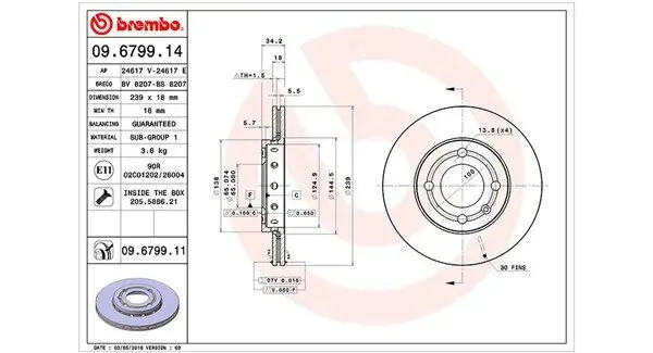 Bremsscheibe Vorderachse MAGNETI MARELLI 360406048900