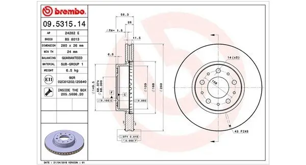 Bremsscheibe Vorderachse MAGNETI MARELLI 360406051200