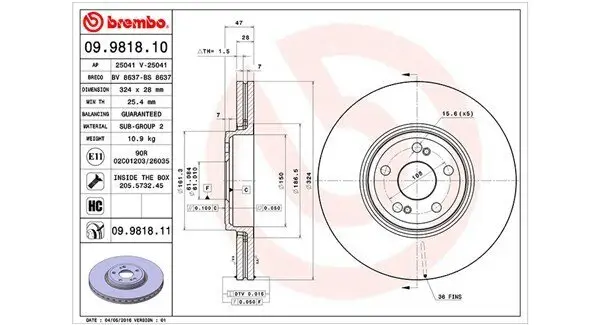 Bremsscheibe MAGNETI MARELLI 360406058900